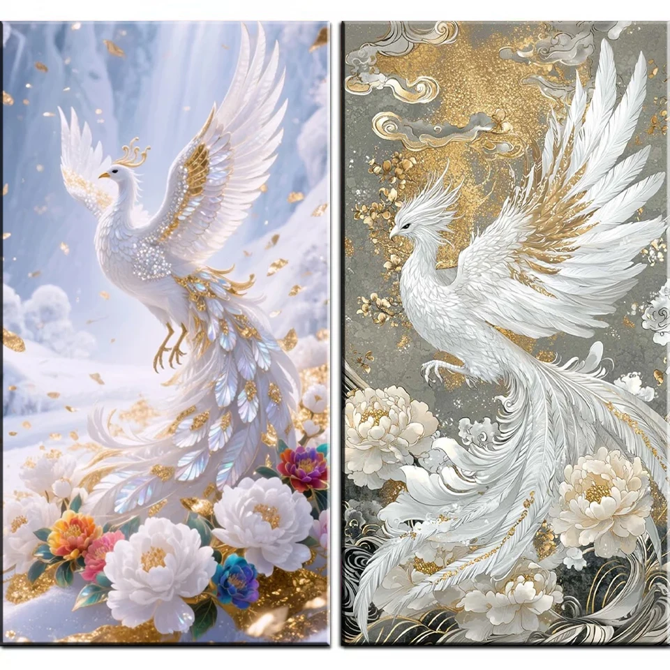Diamond Painting Platinum Fire Phoenix Picture Full Square Round Diamond Painting Set DIY 5D Acrylic Rhinestone Inlay Decoration