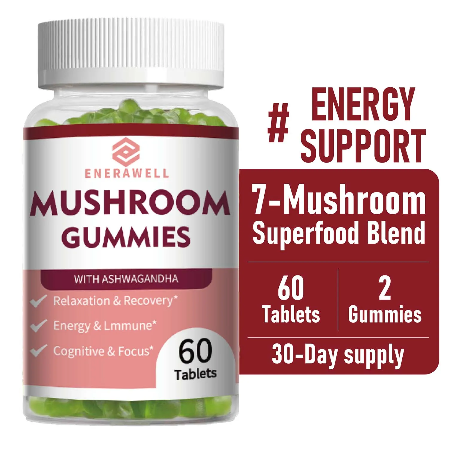 Mushroom Super Blend Complex - Brain Nervous System Health and Memory Supplements Immunity Sleep Energy Mood Support