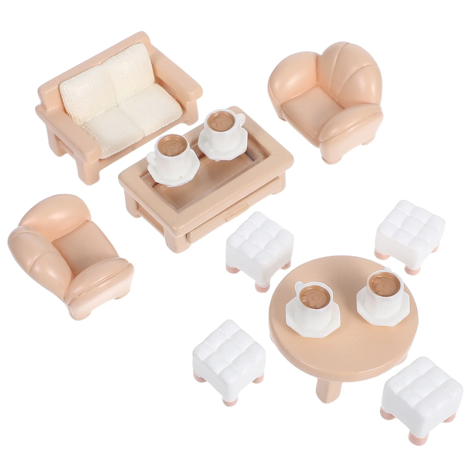 13개 미니어처 인형집 가구 세트 현실적인 작은 소파 커피 테이블 거실 침실용 미니어처 소파