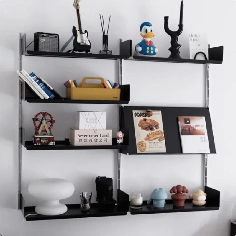 

Minimalist Wall Wall Hanging Open System Shelf Black Storage Multi-layer Track Bookshelf Storage Display Shelf