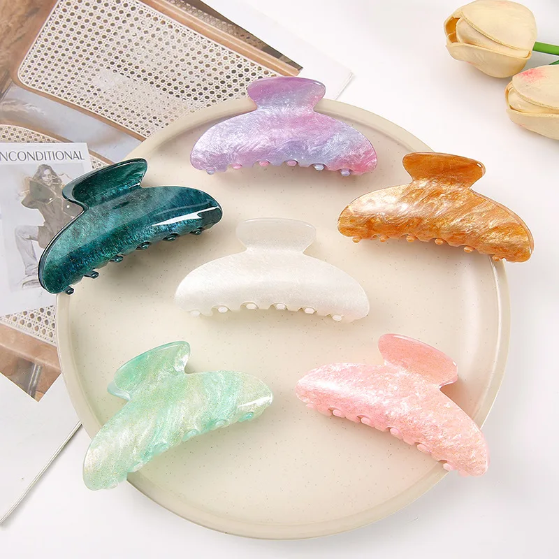 New Style Fashion Large Size Acrylic Candy Colored Stars Hairpin Bath Pan Hair Claw for Women Girl Hair Accessories Headwear