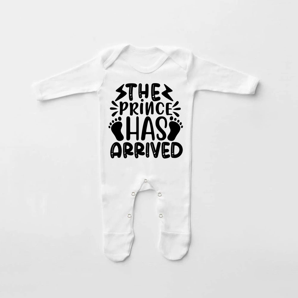 The Prince Princess Has Arrived Babygrow Sleepsuit Newbron Baby Announcement Shower Sleepsuit Baby Coming Home Clothes