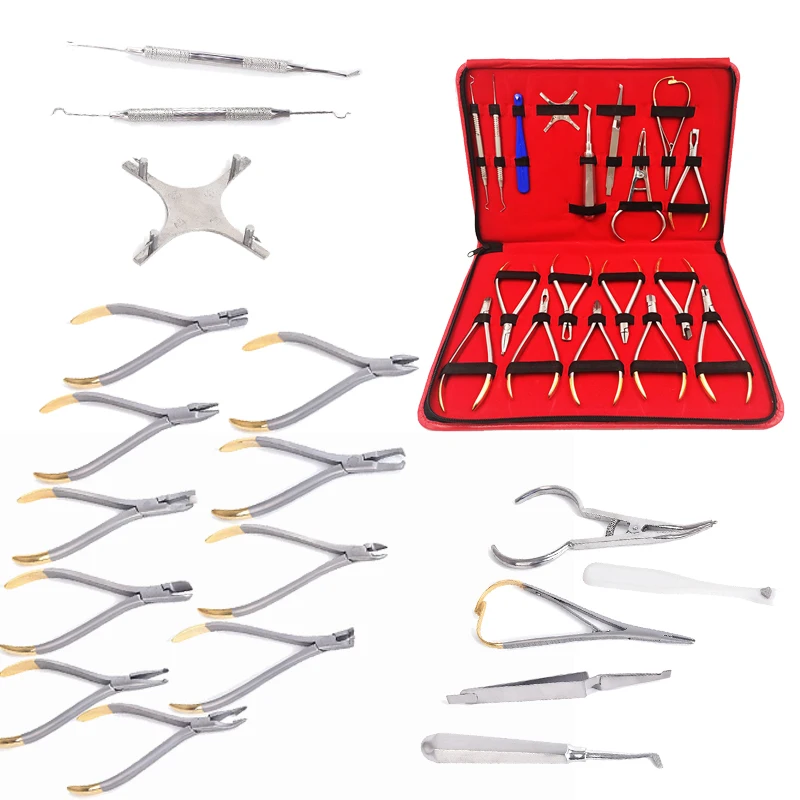 18Pcs Kit Dental Tools Set Orthodontic Pliers Forming Pliers Stainless Steel Instrument Archwire Dentist Plier