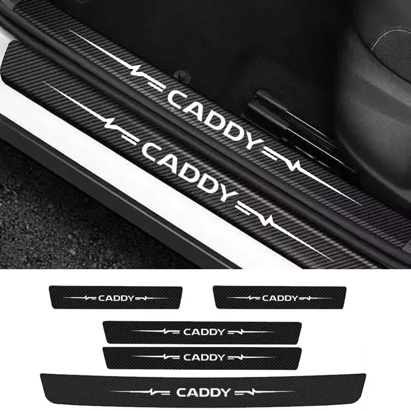 Car Threshold Sticker for Volkswagen VW Caddy Badge Anti Scratch Tape Door Sill Protector Plate Trunk Door Pedal Bumper Strips