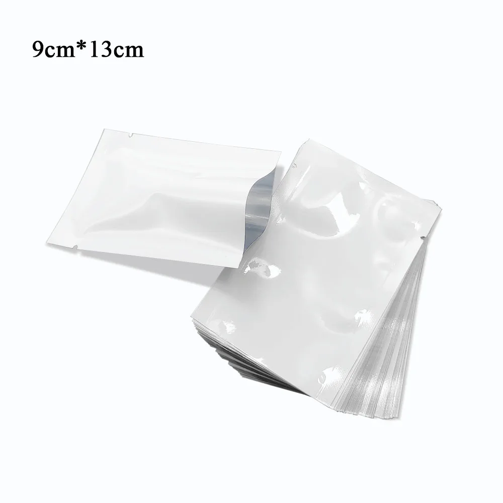 

9x13cm White Aluminized Packaging Bags Retail 200pcs/lot Glossy Heat Seal Open top Aluminum Foil Mylar Storage Pocket