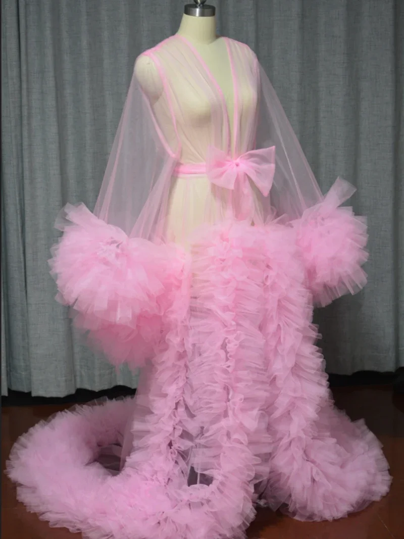 Robe Longue en Tulle pour Femme, Tenue de Grossesse Bouffante, Vêtements de Nuit Personnalisés