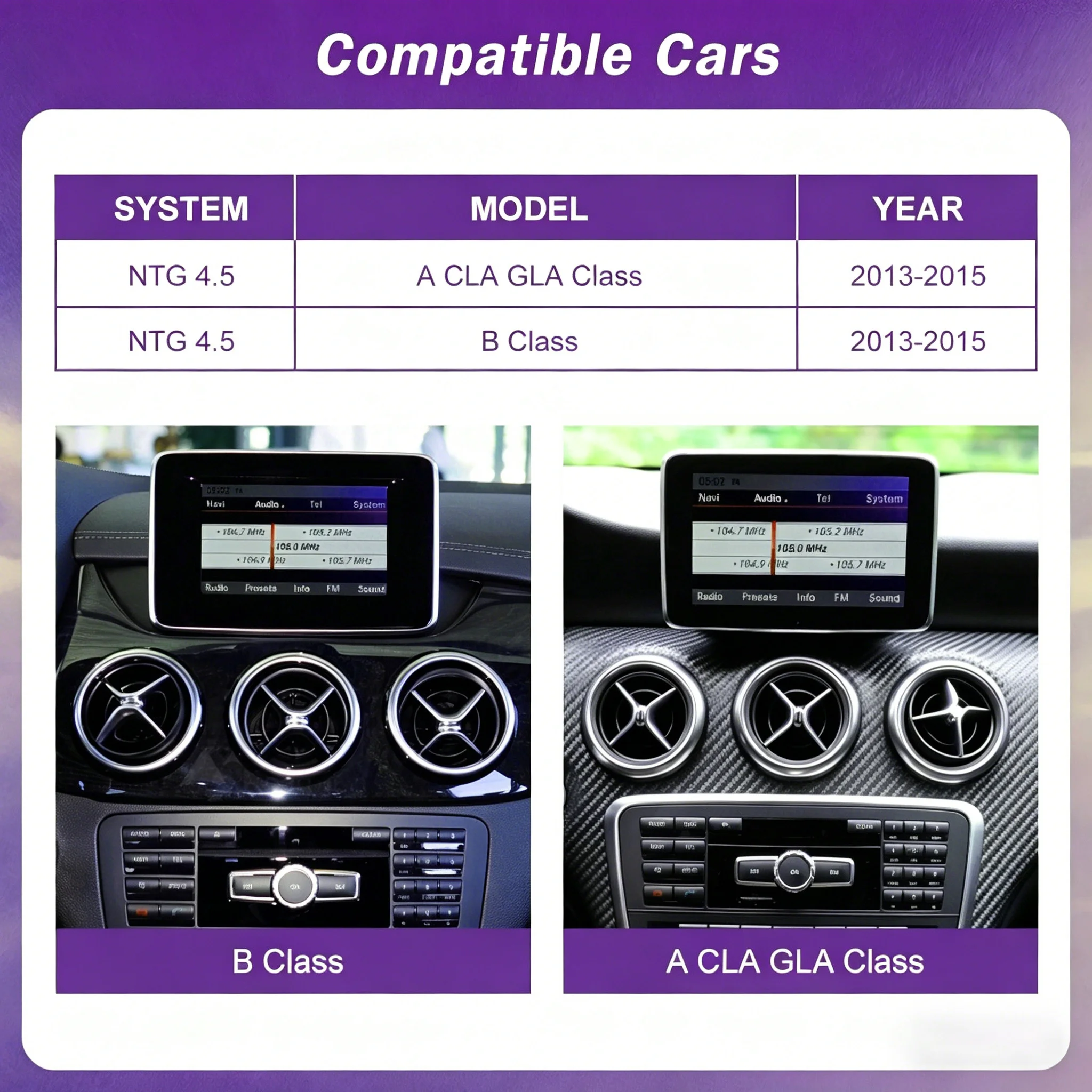 Wireless CarPlay Touch Screen Linux for Mercedes Benz A B CLA GLA Class W176 W246 2013-2015 NTG4.5 Android Auto Multimedia Radio