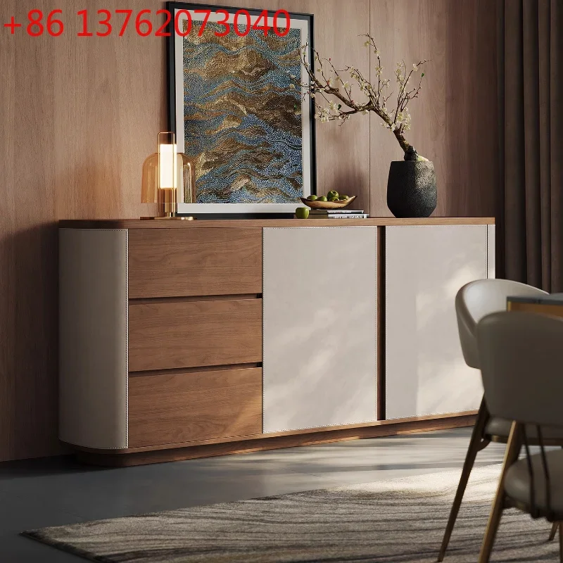 Modern luxury solid wood multilayer leather Storage locker drawer type storage living room cabinets Side Cabinet Home Furniture