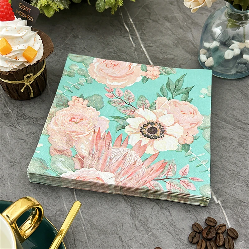 

Restaurant Upscale Colourful Printing Paper Napkin Emperor Flower Napkin Household Table Mouth Cloth Facial Tissue 20pcs/pac 33c