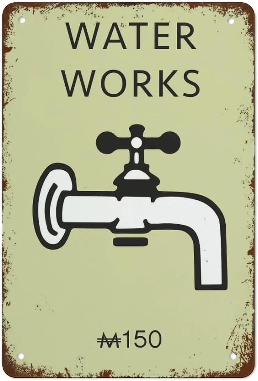 Aluminium Metal Tin Sign Retro Water Works Board Retro Look Home Club Bar Wall Art Decoration Metal Tin Sign