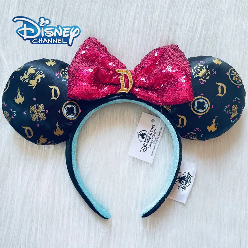 Disney Printing Castle Headband Adults/Child Disneyland Mickey Sequin Bow Women Minnie Ear