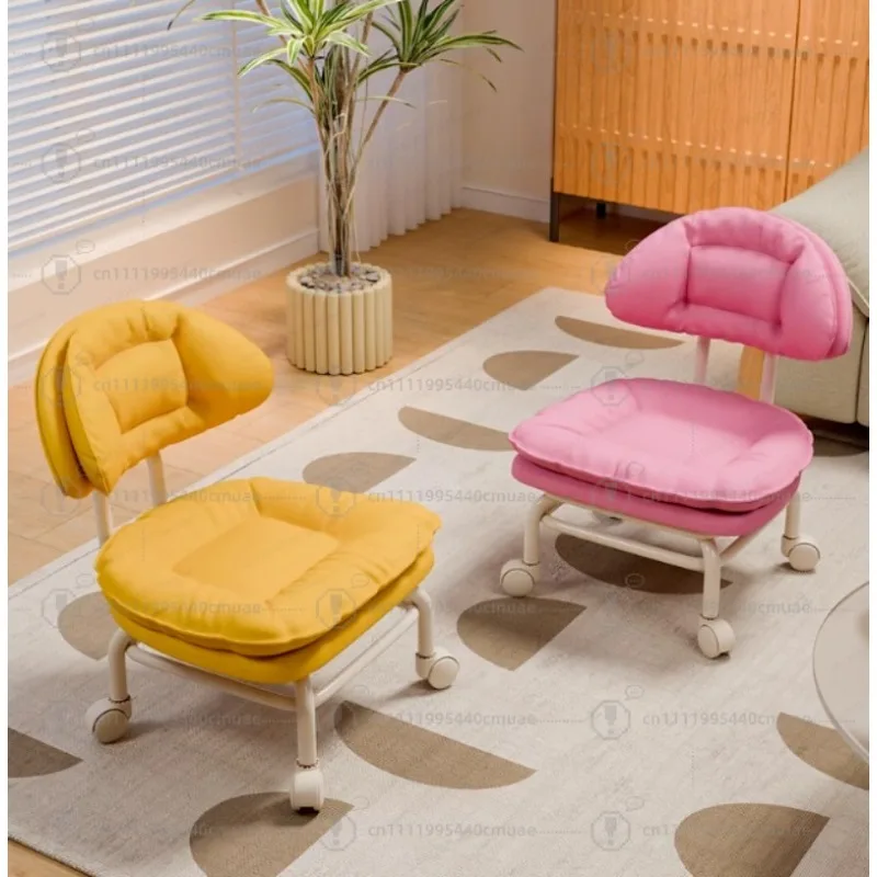 Cloud Backrest Low Stool with Wheels: Children's Shoe Changing Bench & Mobile Small Sofa