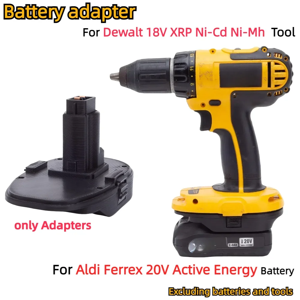 

Battery Adapter Converter for Aldi Ferrex 20V Active Energy Battery TO Dewalt 18V XRP Ni-Cd Ni-Mh Cordless Tools(Only Adapter)