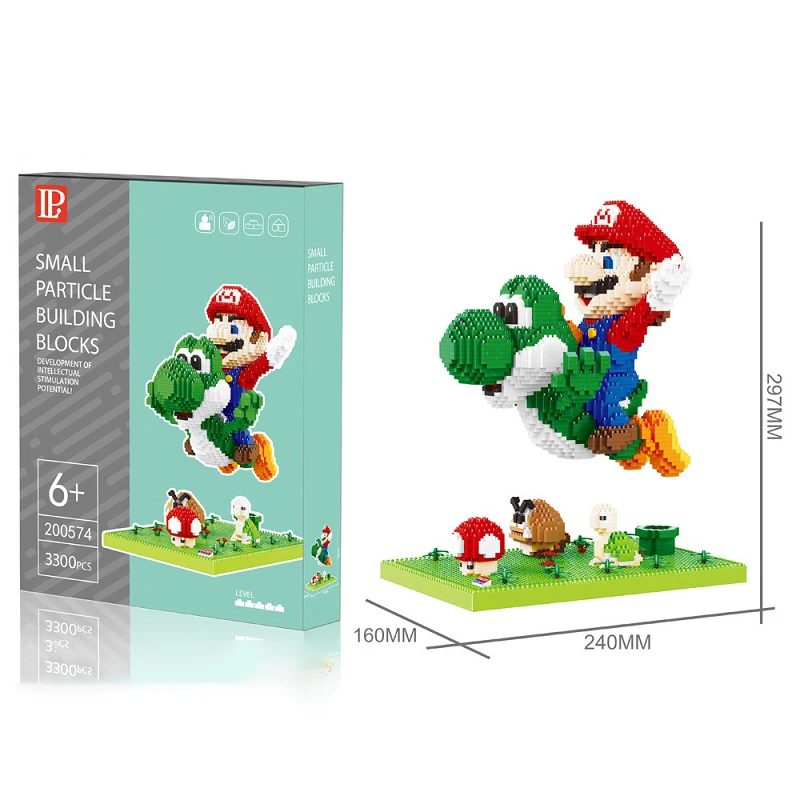 Flying Super Bros Mario Block Micro Building Block Cartoon Anime Figures Doll Collectible Model DIY Bricks Toys for Kid