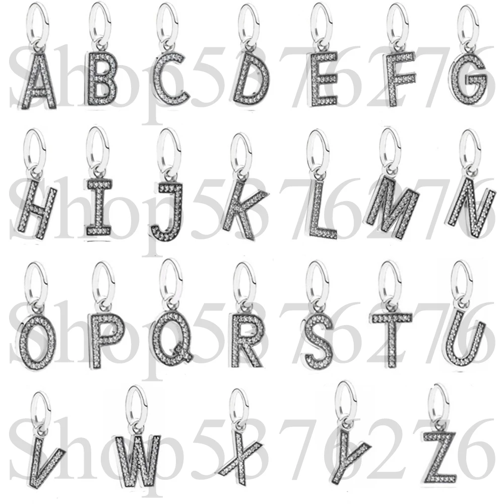 

925 Sterling Silver Bead Alphabet Letter A B C D E F G H I J K L Dangle Charm Fit Fashion Women Bracelet Bangle Gift DIY Jewelry
