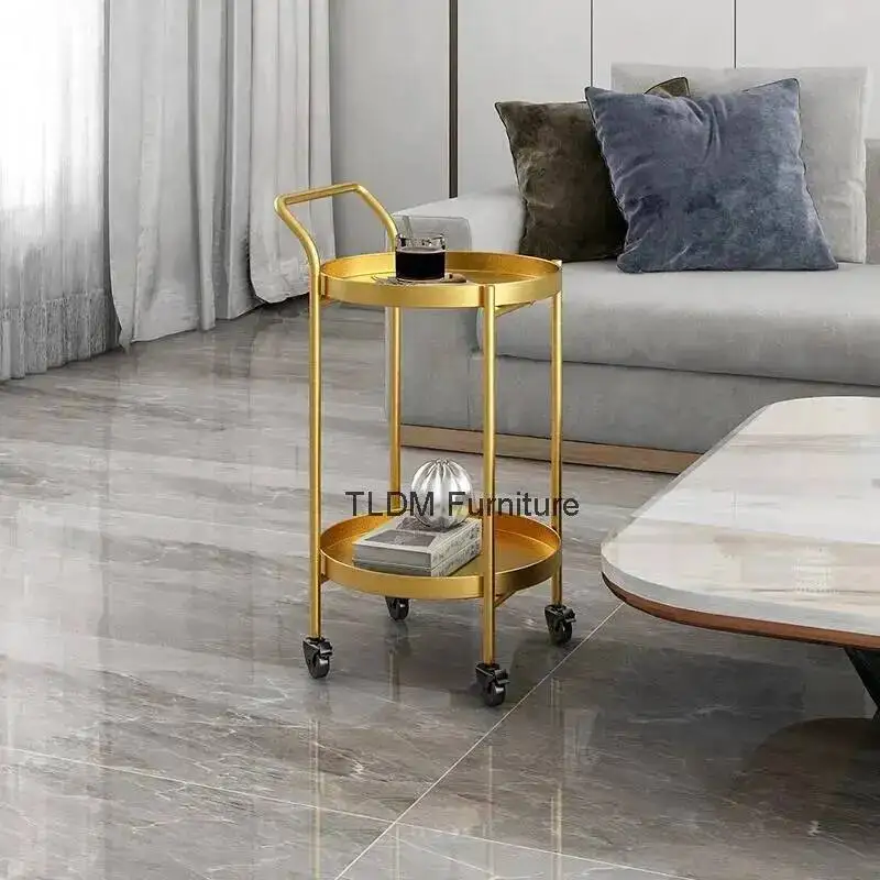 

Metal Iron Home Living Room Sofa Side Table Coffee Table Mobile Storage Cart Bedroom Bedside Cabinet Balcony Round Tables