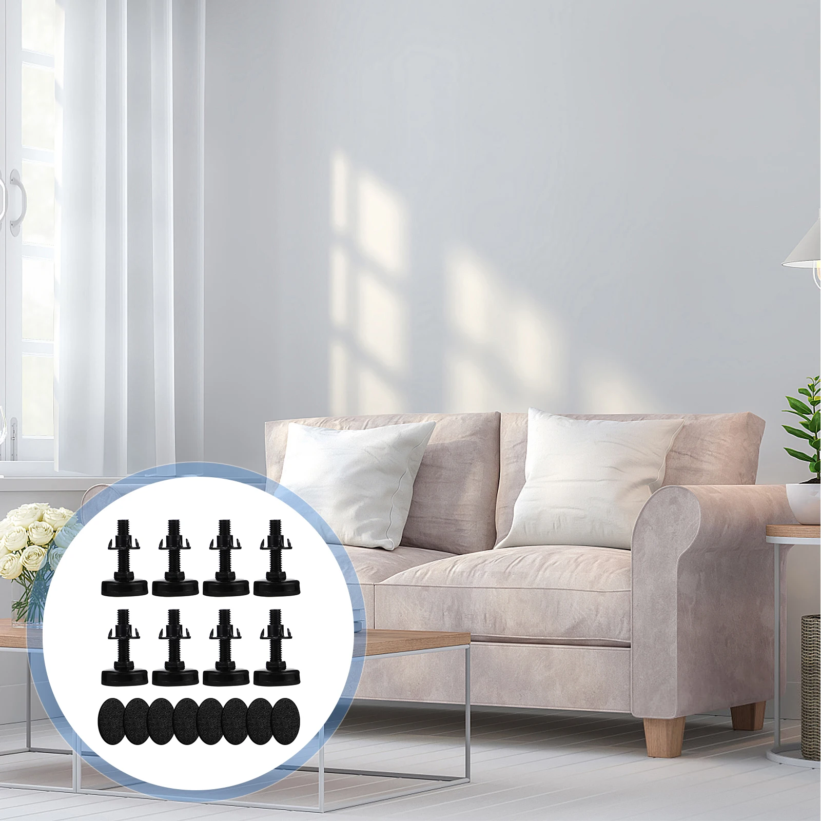 

8 Pcs Furniture Leveler Adjustable Feet 3 8 Inch Thread Table Leg Extenders Leveling Home Office School Cafe Furniture Feet
