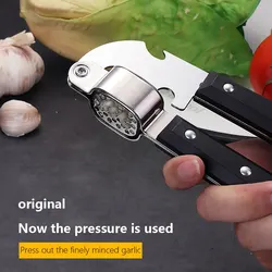 1Pc Black Stainless Steel Garlic Press Household Garlic Garlic Press Manual Garlic Press Creative Kitchen Tools