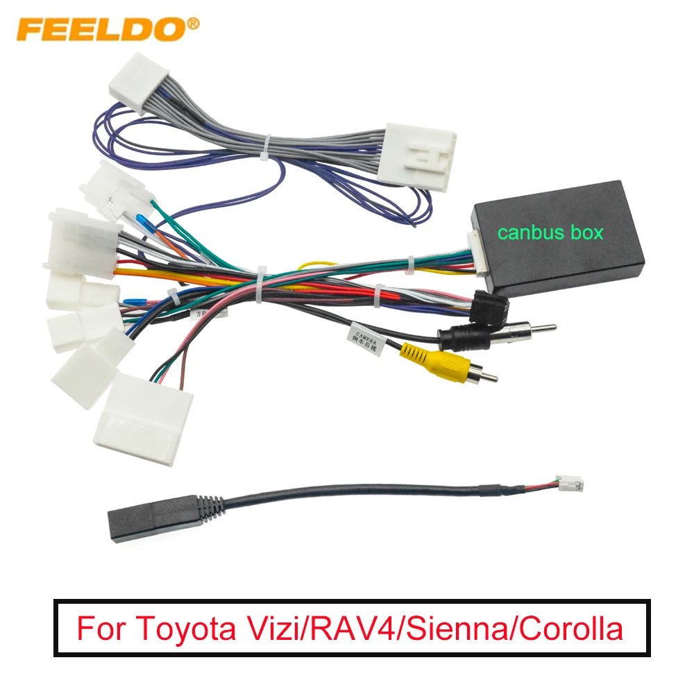 

FEELDO Car Audio 16pin Wiring Harness Wire cable For Toyota Vizi/RAV4/Sienna/Corolla Stereo Installation Wire Adapter