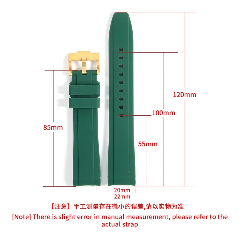 For Casio Rolex Water Ghost Rossini Timex Tudor Omega Swatch Universal Durable Silicone Rose Needle Buckle 20 22mm Watchband