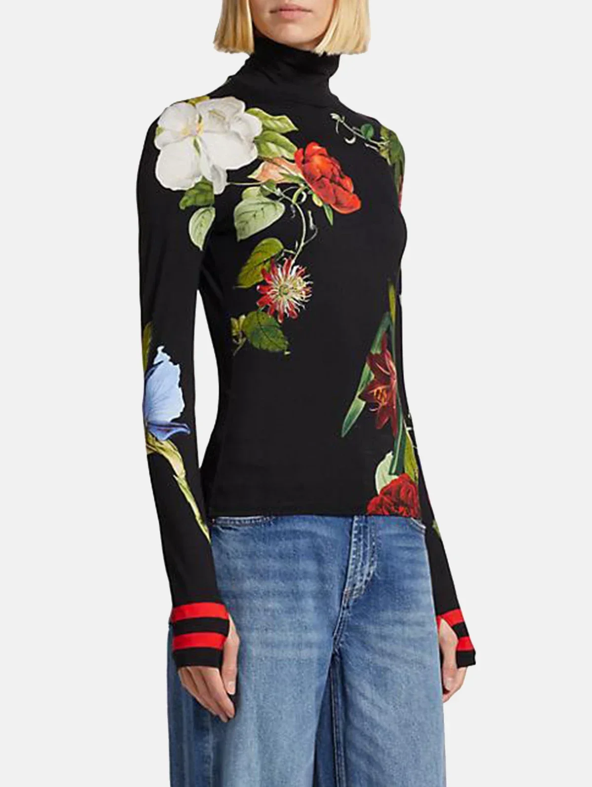 Women's Spring Autumn Blouses Retro Floral Print Long Sleeve High Neck Pullover Tops Casual Pullover Basic Shirts 2025