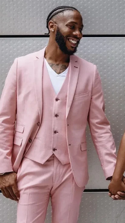 2024 Pink Summer Formal Wedding Elegant Men Suit Groom Tuxedo Prom Slim Fit Blazer Hombre High Quality Custom 3 Piece Set