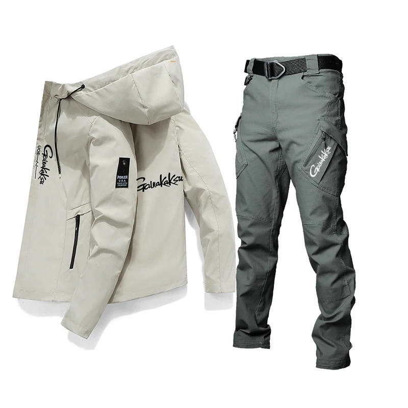 Primavera estate Outdoor sport abbigliamento impermeabile set da pesca abbigliamento giacca pantaloni protezione solare Casual camicie solide