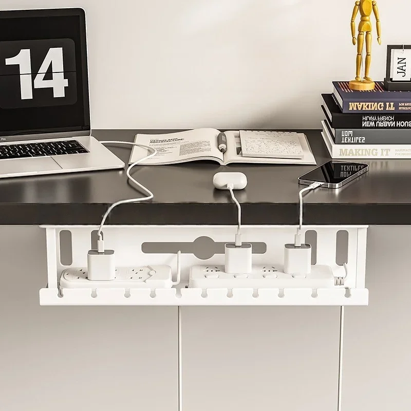 Under Desk Cable Management Cable Tray Under With Clamp Power Strip Cord Holder No Drilling Sturdy Spacious Supplies cable tray - view 6