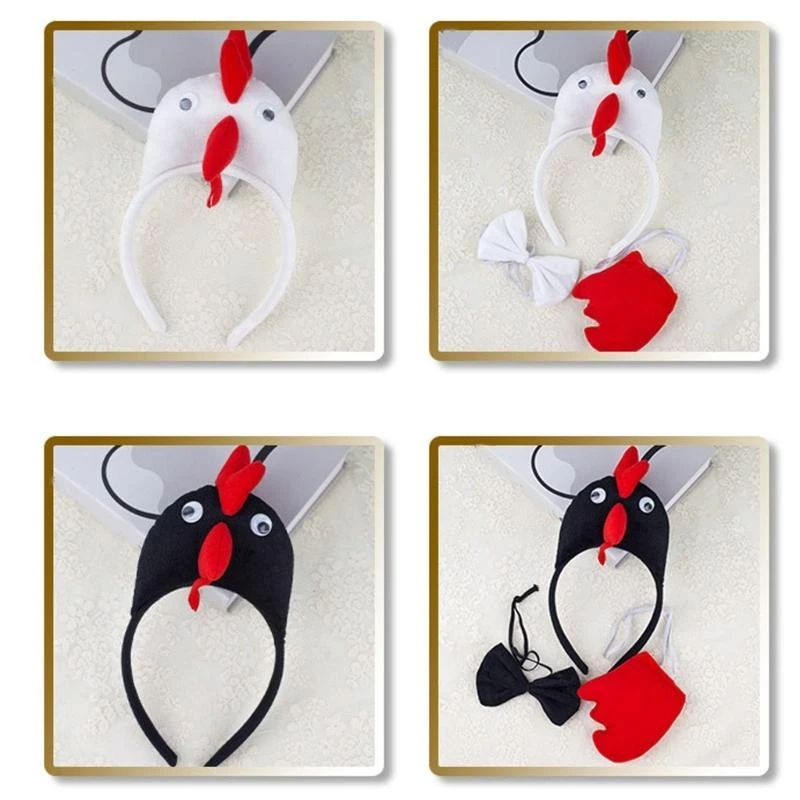 ชุดเครื่องแต่งกายไก่ ชุดห่วงผมขนสัตว์ ชุดหาง โบว์ผูกผม ถุงมือ ที่คาดผมไก่ ที่คาดผมไก่สำหรับเทศกาลอีสเตอร์