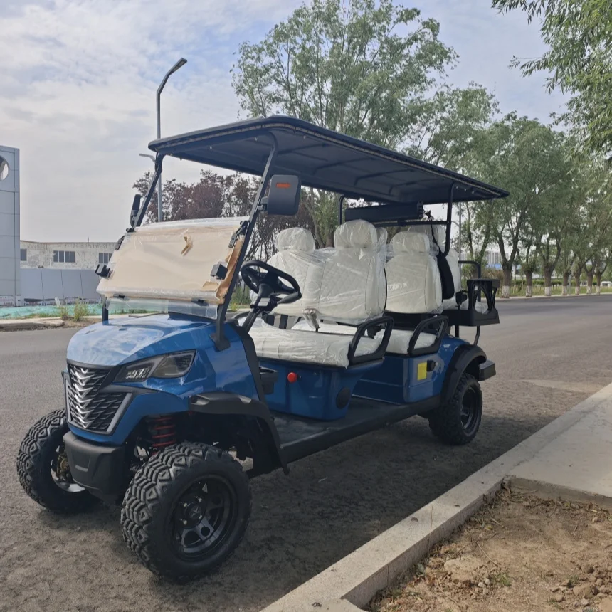 

Lithium Battery Golf Cart Adults Scooter 4+2 Seater Electric Golf Cart With 12-Inch Off-Road Tires Independent Front Suspension