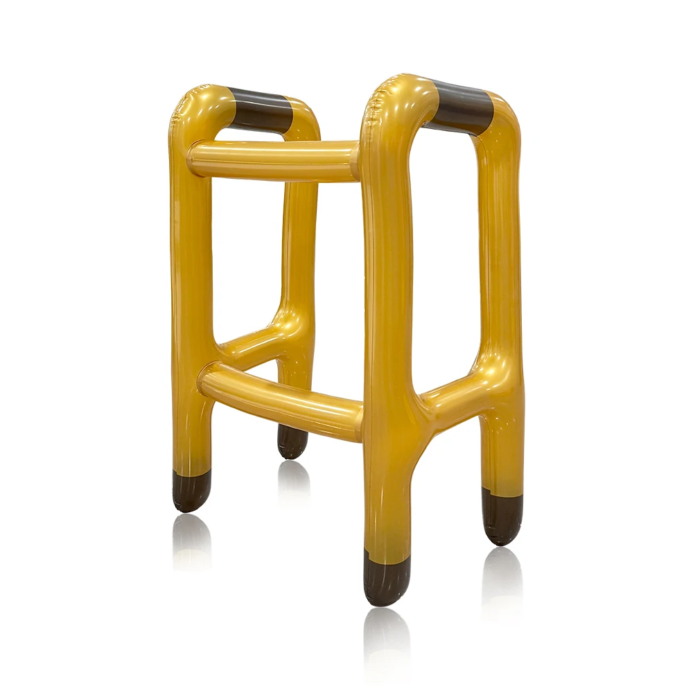 Andador inflable de PVC, ayuda para caminar dorada, accesorios de disfraz de vieja edad, decoración de fiesta de jubilación, 1 ud.