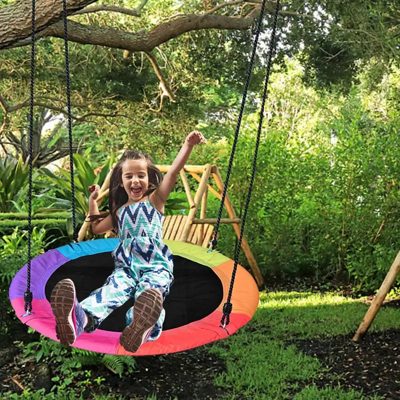 40 Inch Tree Swing Safe And Sturdy Swing With Adjustable Ropes For Children Outdoor Park Backyard Playground Play