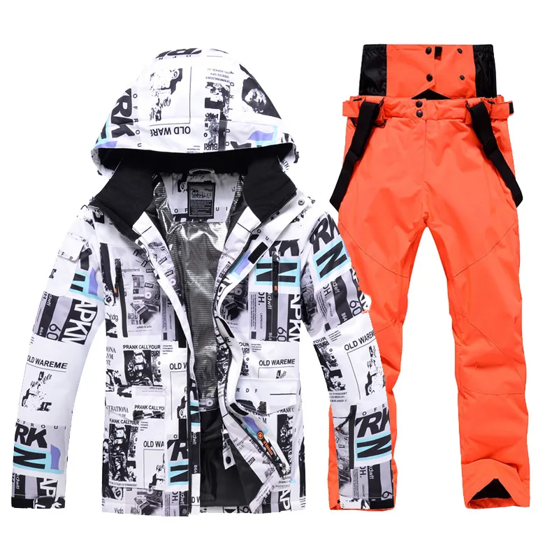 -30 ℃ men's and women's skiing suit (jacket+pants) windproof and waterproof skiing suit, keeping warm Winter skiing sportswear