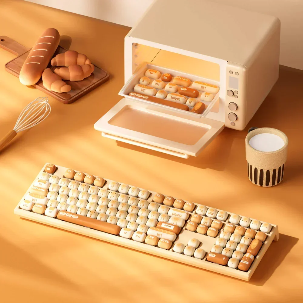 Bun Wonderland 3 Mode Full Size Keyboard 5-pin Hot Swap MOG Profile PBT Keycaps 100% Mechanical Keyboard