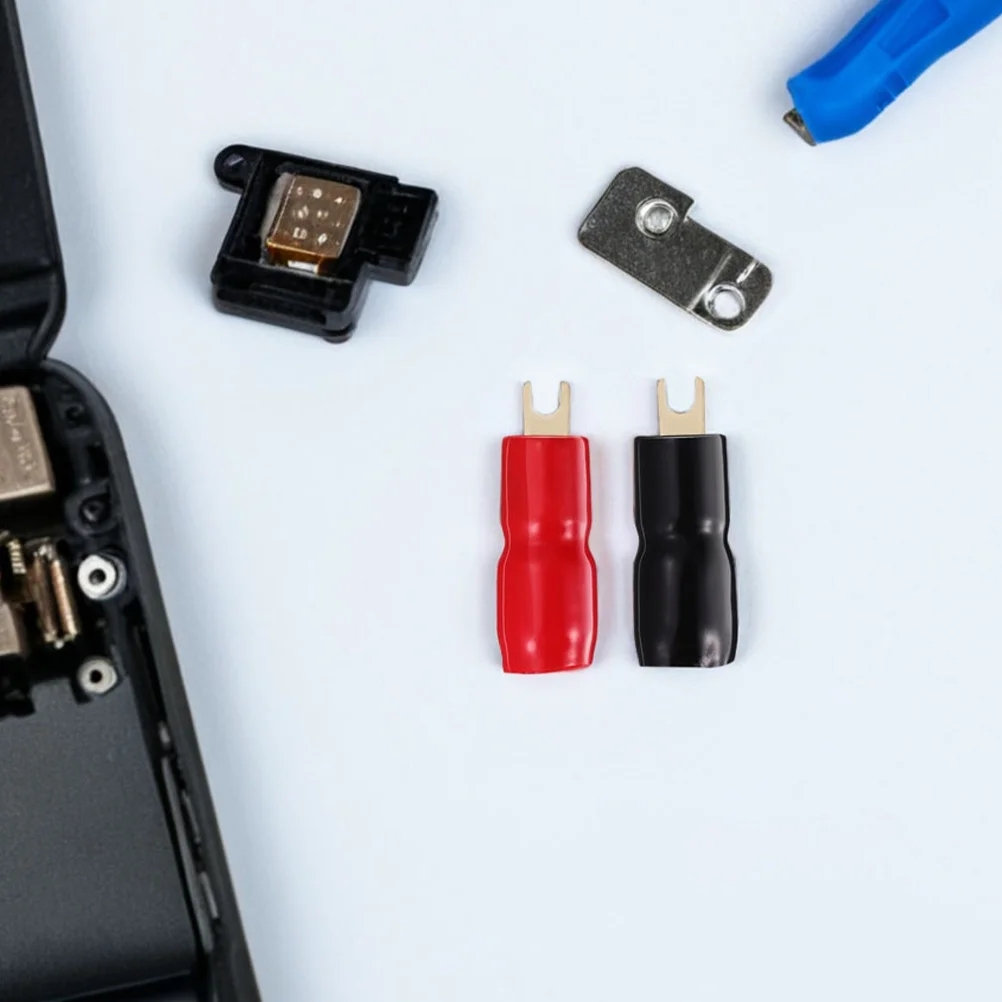 

6Pairs Fork Terminals Speaker Spade Connectors Brass Crimp Wire Red Black Electrical Connectors Car Audio Crimps Electrical