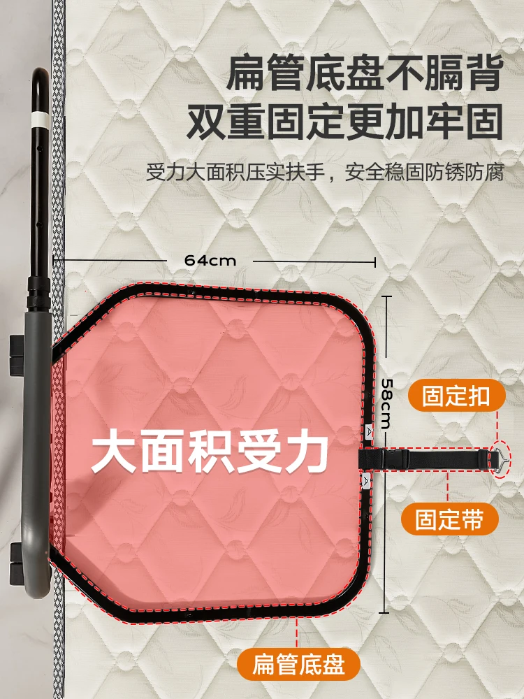 يمكن طي درابزين درابزين المضاد للسقوط بجانب السرير للصلع، وإطار الدرابزين ثابت في الرأس