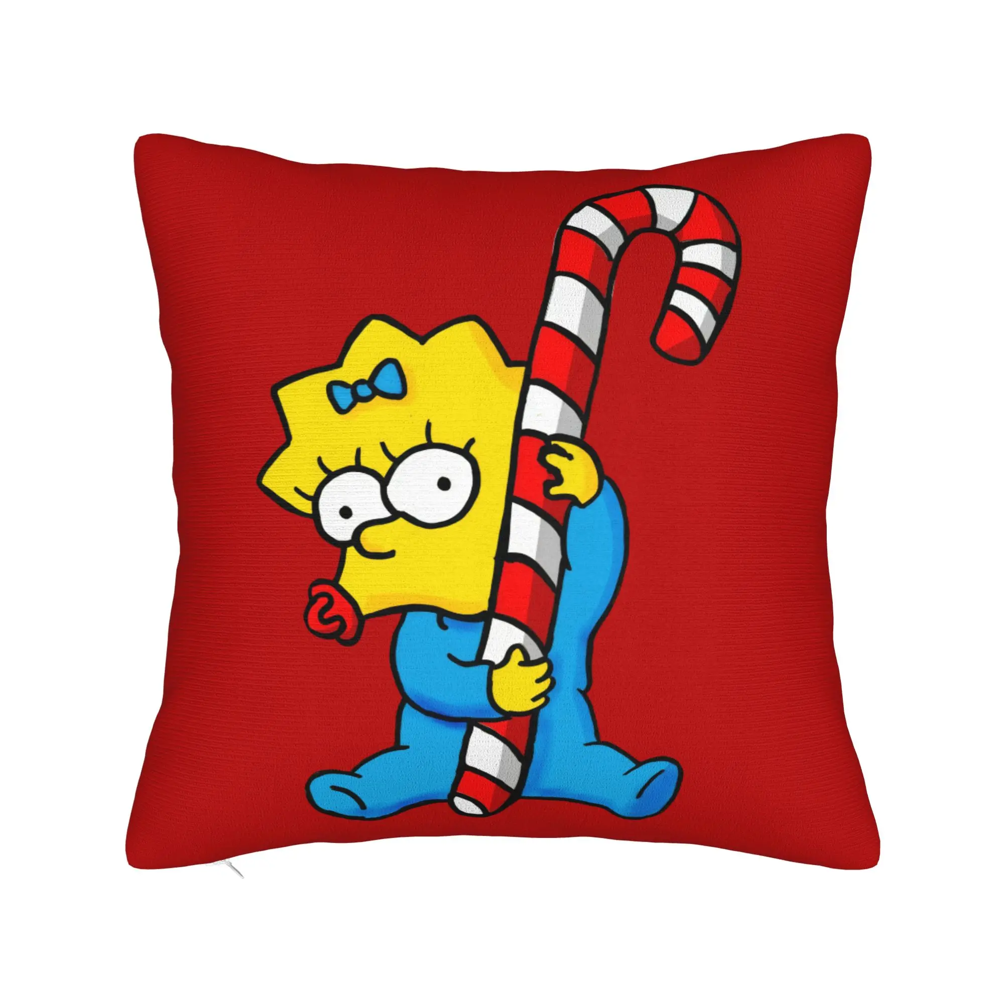 Cartoon S-Simpsons Christmas Pillowcase Printing Polyester Cushion Cover Decorations  Throw Pillow Case Cover Home Zippered 18''