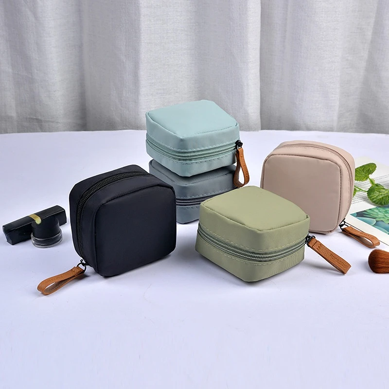 Solid Color Mini Cosmetic Bag Travel Toiletry Storage Bag Makeup Bag Cosmetic Bag Organizer Sanitary Napkin Storage Bag