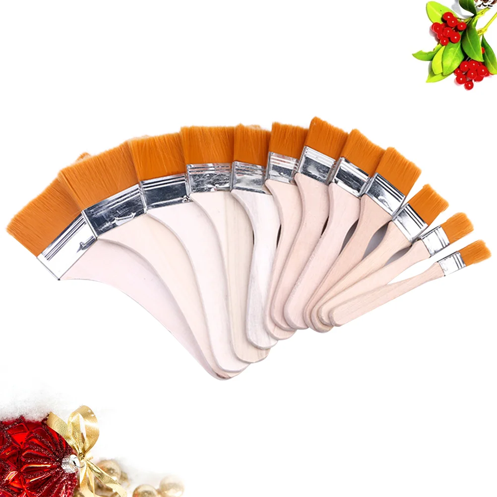 Oil Painting Brush Flat Wooden Penholder DIY Graffiti Paintbrush Bamboo Wall Scrubbing Child