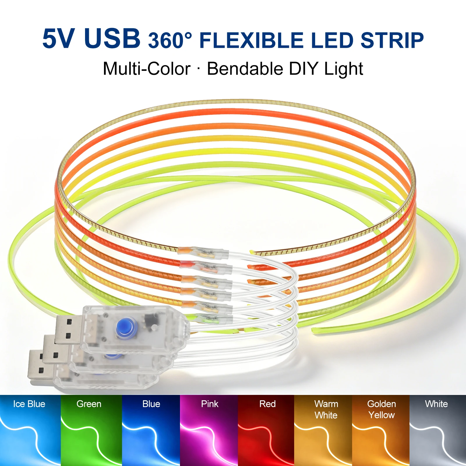 1PCS Lamp Parts Diode LED Filament Flexible DC 5V 8Modes USB LED 360° Luminous Bendable Creative Edison Bulb DIY Rope Light
