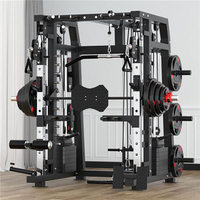 GYM Commercial Smith Machine Whole Set With 100kg Weight Plates+Fitness Bench+100kg Counterweights Door To Door Seller Pay Tax