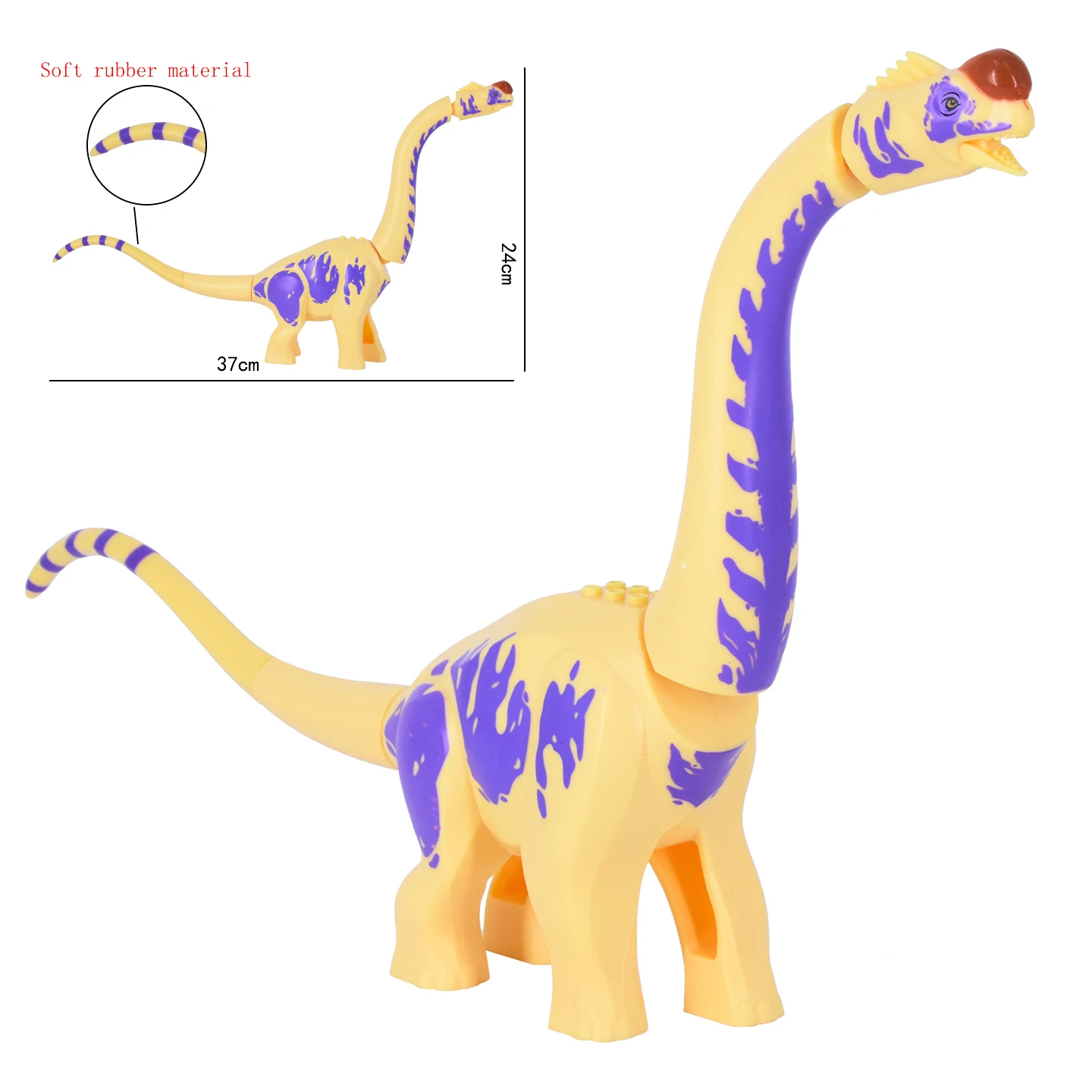 Jurassic Dinosaur World Titanosaurus Realistic Design Soft Rubber Material Building Bolcks Bricks Dinosauios Park figures Toy