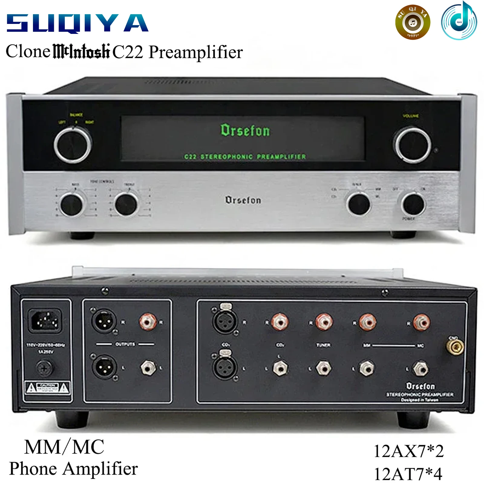 SUQIYA-2.0 Channel Vacuum Tube Preamp Mm Mc Phono Tube Preamplifier 1:1 Copy Mcintosh Line Classic C22 With Remote Control