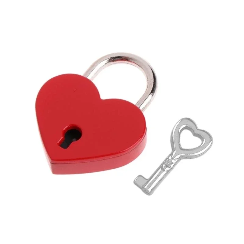 

Vintage Wish Lock Mini Heart Shaped Lock Wedding Keyed Padlocks Personalized Padlock for Jewelry Box Small Wooden Box