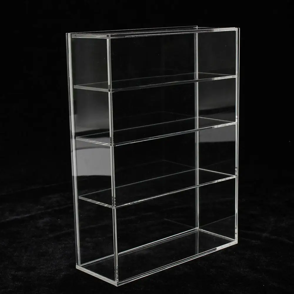 Four Layers Acrylic Display Case Countertop Box Organizer Dustproof Action Figures Toy Perfume Bottle Storage Rack Showing Shelf