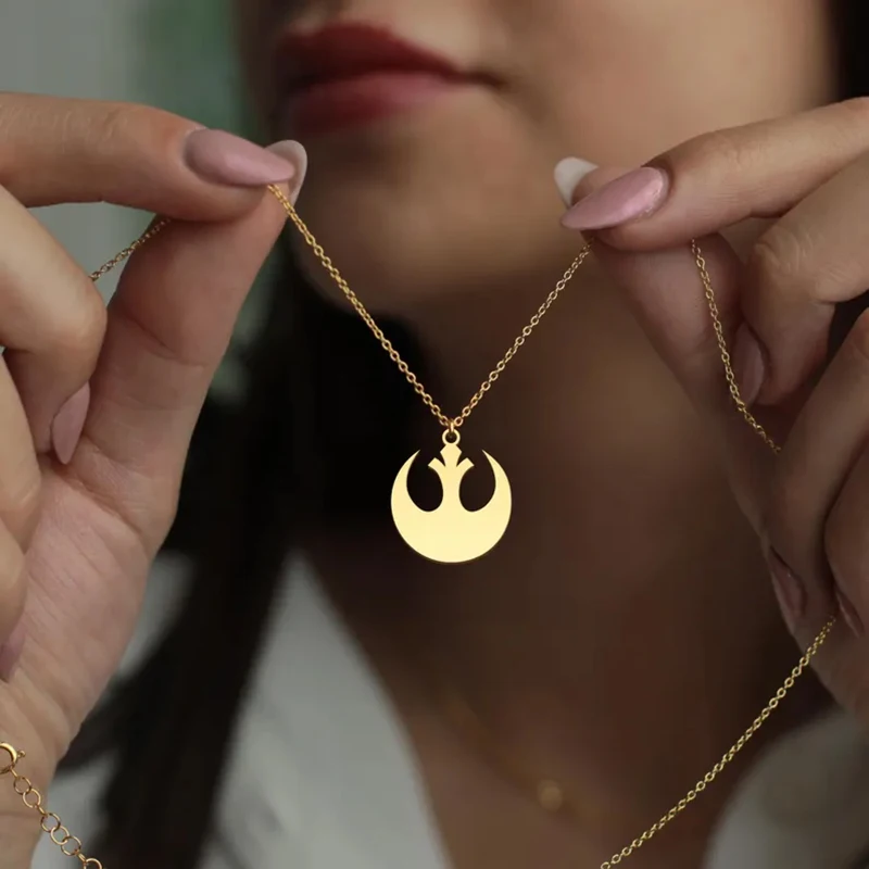 Rebel Icon Pendant Necklace Stainless Steel Gold Silver Plated Minimalist Punk Charm Jewelry Gift For Women Girls Party