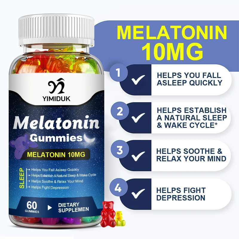 Melatonin Gummies 10MG ,Anxiety Stress Relief Help Deep Sleep Save Relieve Insomnia Melatonin for Audlt Middle-aged Elderly