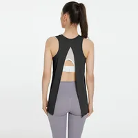 VEQKING Quick Dry Women Yoga Shirts Open Back Sports Crop Top Loose Fit Gym Vest Sleeveless Running Tank Tops Workout Shirts