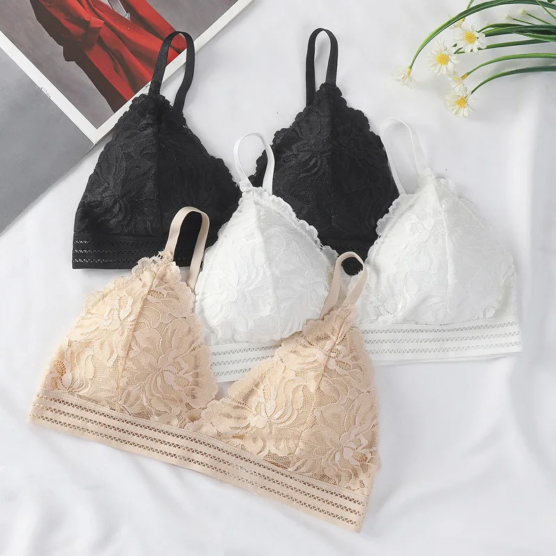 2022 french Lace Tube Top Women's No Steel Ring Gathering Sexy Beautiful Back Soft Breasted plaid Side Closure Wrapped Chest ...