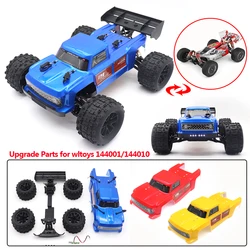Monster Truck Modified Body Shell Kit for Wltoys 144001 144010 Upgrade Front Bumper with Lamp Big Wheels Tires RC Car Parts